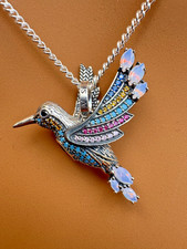 Thomas Sabo Hummingbird Pendant Necklace 925 Sterling Silver Multicolour Stones
