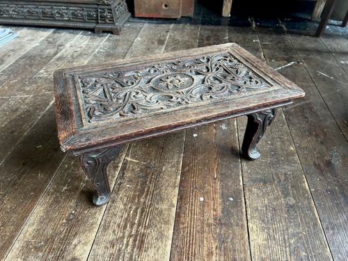 Antique carved oak low - antique,