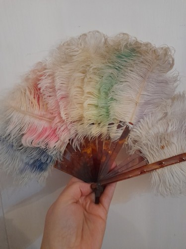 Antique ostrich feather hand - antique,