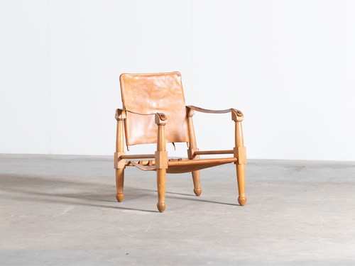Leather safari chair mid 20th - leather,