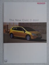 Honda Civic 3-door brochure 2001 - includes 2.0i VTEC Type-R. Inc colour charts.