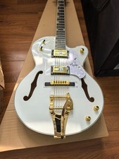 White Falcon Hollow Body Jazz Electric Guitar HH pickups Bigsby Tremolo 22Frets