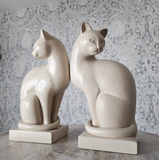 Past Times Cat Pair Art Deco Sculpture Artforum Smithsonian Elegance Mantle Vtg