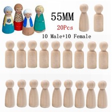55MM 20pcs Wood Peg Doll Little People Baby Kids Wooden Dolls DIY Male Female