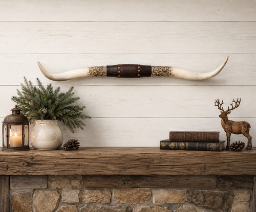 Faux longhorns wall - longhorns,
