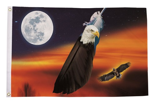 Eagle feather moon flag - feather, x