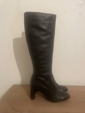 Mango Black Leather Knee High