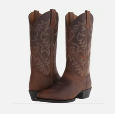 Men Vintage Pull On Mid Calf Boots Men Riding Comfortable Wide-Calf Western Boot