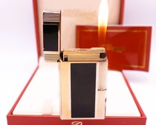 ST DUPONT Vintage WORKING L1 BR Lge Lighter Black Laque Chine Windsor 1980s Box