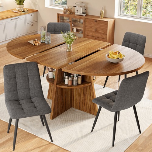 Round extendable dining table - round,