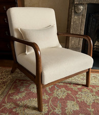 Mid Century Modern Armchair Vintage Style Danish Upholstered Seat Accent Chair