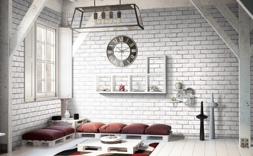 Modern grey brick - grey, bathroom