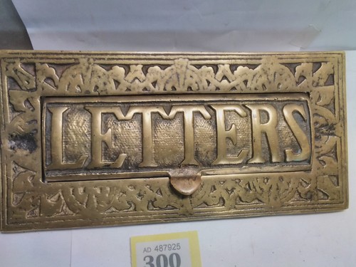 Vintage brass letterbox large - vintage,
