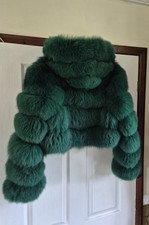 Emerald Green Fox Fur Hooded