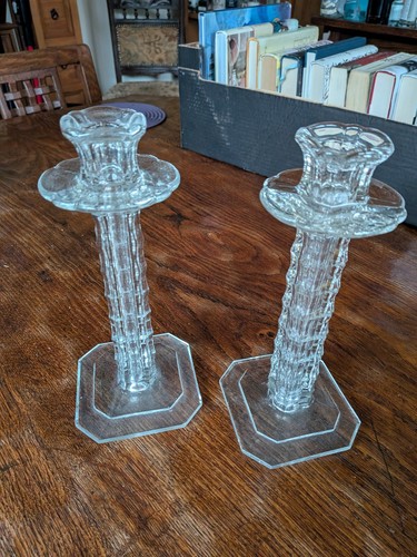 Pair vintage glass crystal - of, glass/crystal