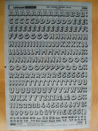 Letraset upper numbers - .1, x