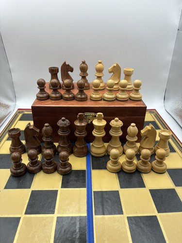 Wooden chess set with - wooden, folding
