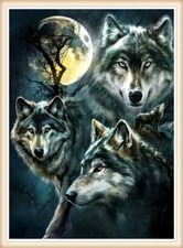 Full Drill DIY 5D Diamond Painting Embroidery Cross Stitch Kits Wolf Mural Decor