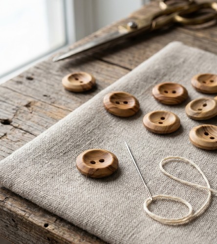 Wooden hole buttons - wooden,