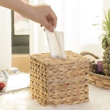 1pc Handmade Rattan Cube Tissue Box with Cover Tissue Holder Dinning Table