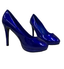 BLUE Women Mens Drag Queen Crossdresser High Heel  Court Shoe Large Size 9-12