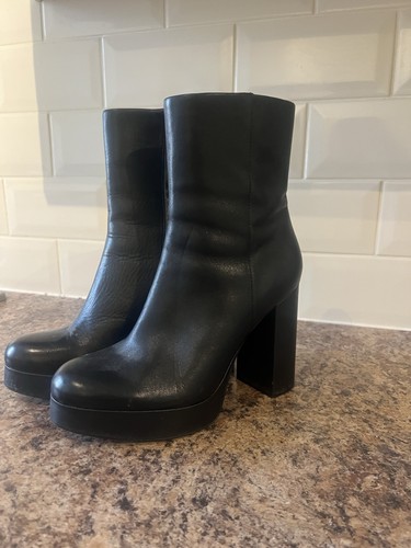 Zara black leather ankle boots - zara,