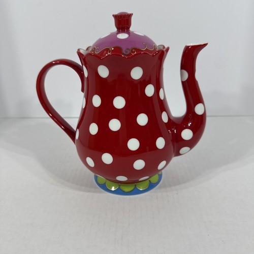 Vintage oilily polkadot teapot - vintage,