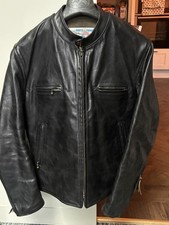 AERO LEATHER CAFE RACER BLACK TUMBLED CXFQHH LEATHER JACKET SIZE 40 EXCELLENT