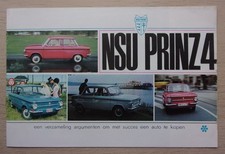 NSU PRINZ 4 orig 1960s Dutch Mkt Sales Brochure