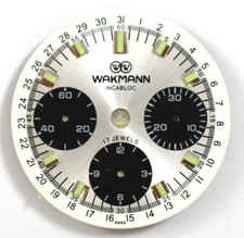 Vintage Wakmann Triple Register Chronograph Watch Dial 31.38mm lot.f