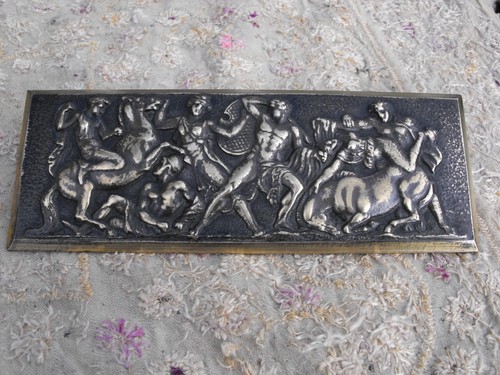 Antique brass plaque from - brass,