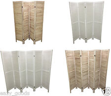 WOODEN SLAT ROOM DIVIDER HOME PRIVACY SCREEN PARTITION NATURAL WHITE 4/6 PANEL