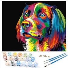 DOG Paint by Numbers Kits with Brushes and Acrylic Pigment DIY Canvas Painting