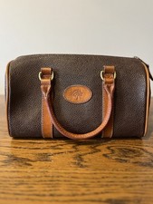 Vintage Mulberry Scotch Grain Small Leather Brown / Tan Bowling Bag Check Lining