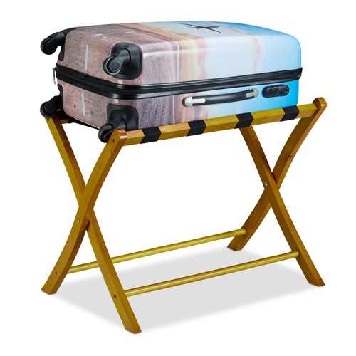 Folding wooden luggage rack