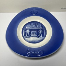 Vintage Carlsberg Lager Beer Elephant Gate Plate Dish Blue & White