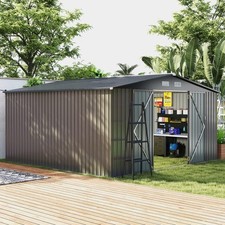 Large Utility Tool House Outdoor Storage Shed-Grey
