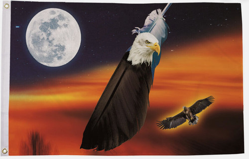 Eagle feather moon flag 5ft - feather, (5ft