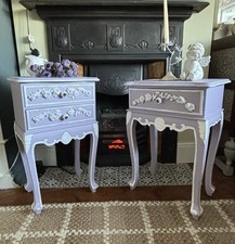 Lilac French Provincial Bedside Tables – Pair Delivery Available