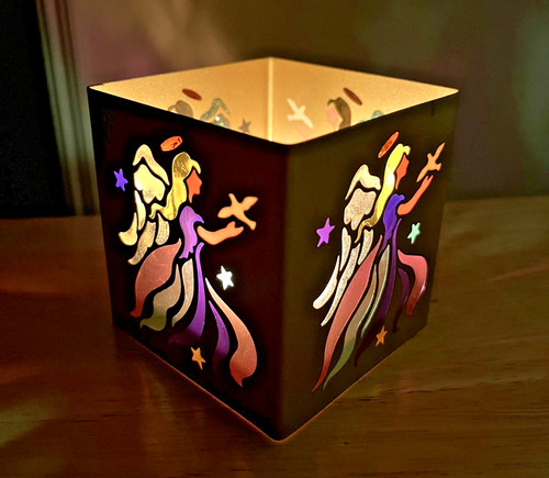Gold metal angel tea light - angel,
