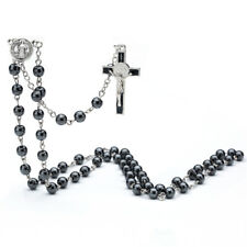 Rosary Beads Religious Holy Communion Jesus Christ Hematite + Free Gift Bag