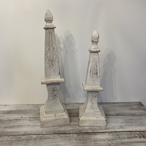 Pair distressed wooden - pair,