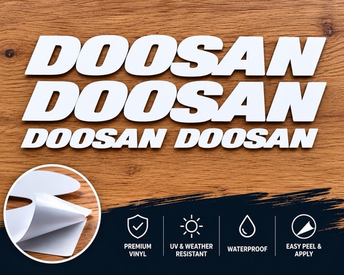 Doosan white vinyl decal - doosan,