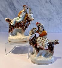 Antique Staffordshire Pair Girl Boy on Goats c. 1860