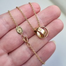 Hallmarked 9ct Clogau Yellow Rose Gold Linked Rings Insignia Pendant Necklace