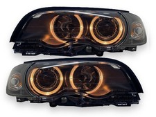 RHD LHD Projector Headlights Pair Angel Eyes Clear Black For BMW E46 Coupe 99-03