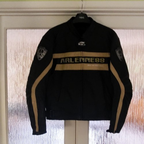 Leather motorcycle jacket - leather, size