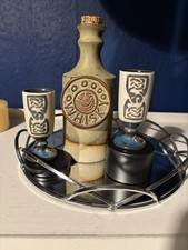Whisky Pottery Set, Decanter And 2 Goblets