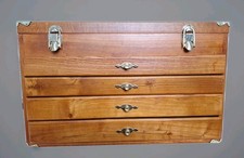 Vintage Oak Four Drawer Tool/Storage Chest/Box Felt Lined 20 3/4"x9.5"x12.5”