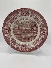 BRITISH ANCHOR OLDE COUNTRY CASTLES SERVING BOWL IRONSTONE PLATE IN PINK & WHITE